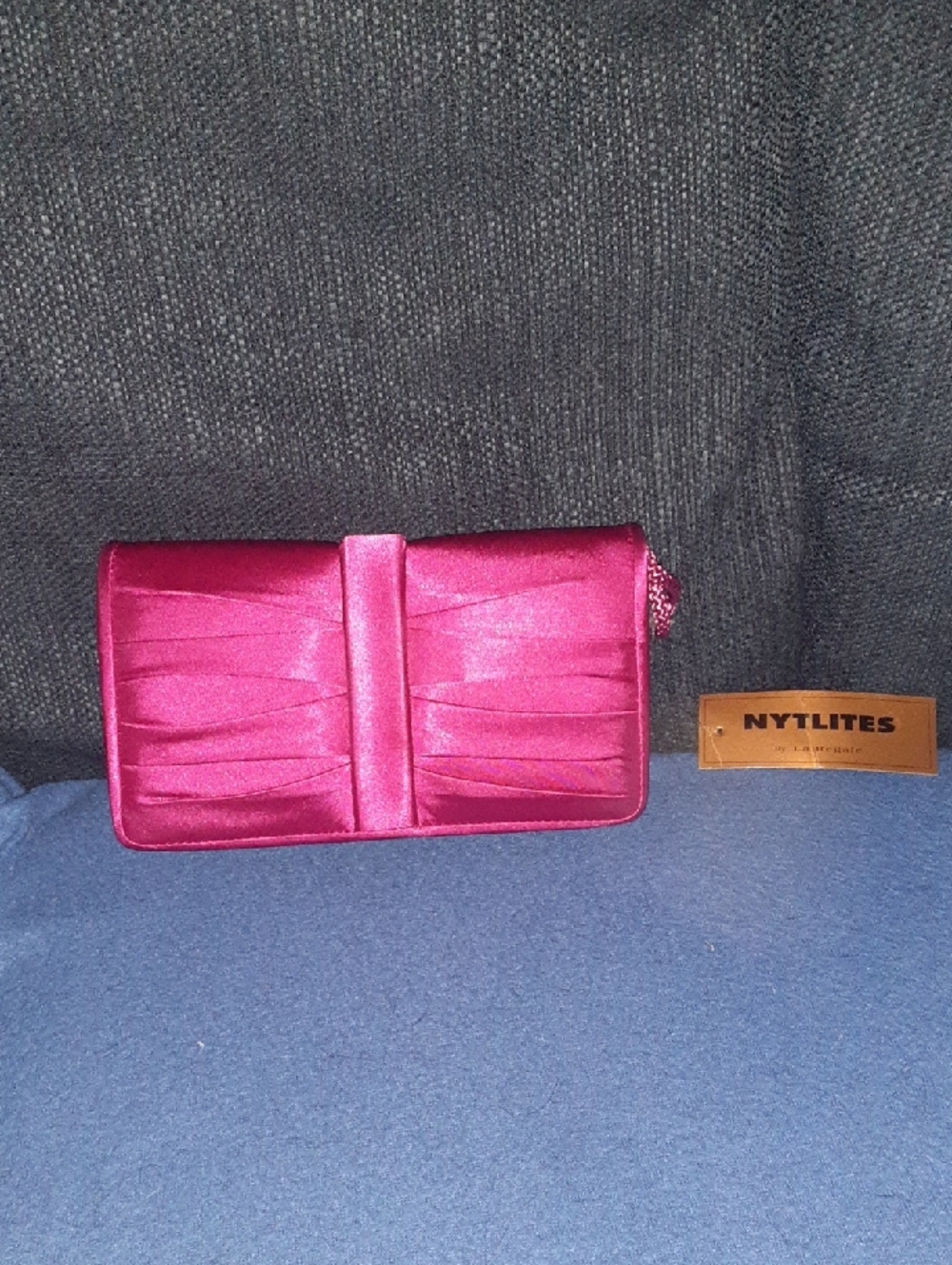 La Regale Fuchsia Satin Pleated Clutch